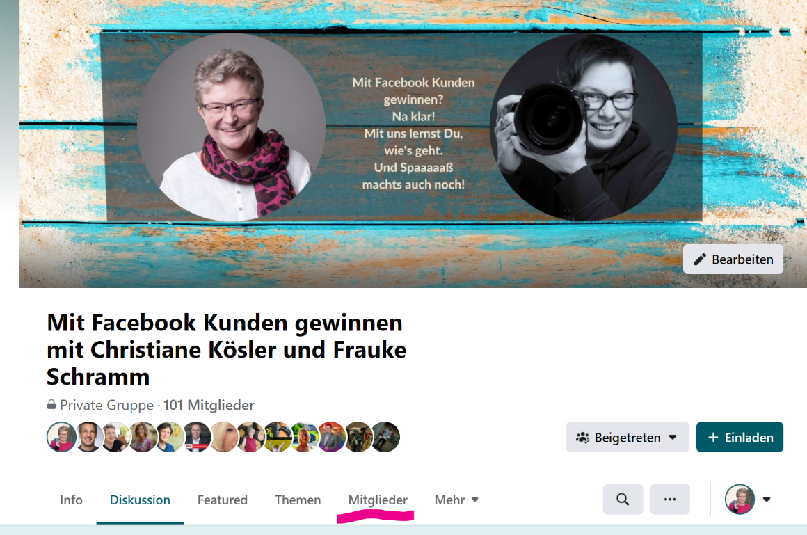 Frauke Schramm Social Media Mutmacherin Fragen an Facebook-GruppenMitglieder Mitglieder Liste